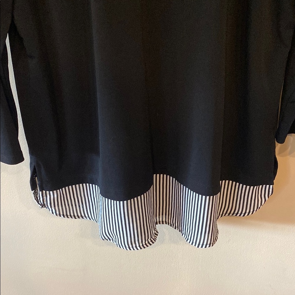Adrianna Papell Black and White Notched Collar Blouse - Picture 4 of 5